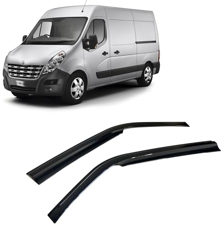 CarJoy Windabweiser Luftabweiser Regenabweiser Seitenfensterabweiser Kompatibel mit Renault Master 2010-2024 Autofenster Regenschutz Regenabweiser Anklebbare Deflektoren Externe Passform 2 Stück