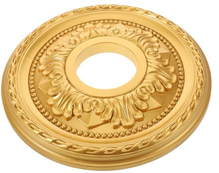 TOKIDNY Goldenes Deckenmedaillon Runde Deckenabdeckungsplatte Gips Dekoratives Ceiling Medaillon Für Wohn Und Geschäftsräume Einfache Installation Mit Beiliegender Anleitung