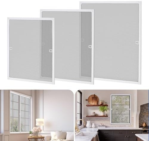 Moustiquaire à Cadre en Aluminium, Fenêtre Protection contre les Insectes, Fenêtres Filet Anti-Moustique sans Perçage-Découpable, UV-resistante, Bricolage Quincaillerie Fenêtres, Blanc, 80×100cm