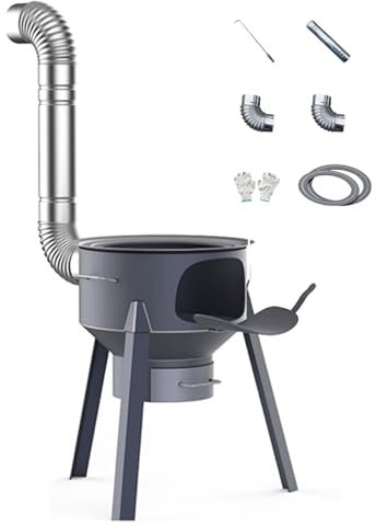 KLYDBMYT Holzofen für zu Hause, Abnehmbarer und zerlegbarer Holzofen für Camping im Freien, multifunktionaler, verdickter Holzofen mit verstellbarem Rand zum Kochen von Zutaten (58 cm)
