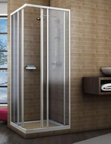 Box doccia angolare H.183cm in Polystyrene satinato antiurto - regolabile L.(68/80 x 68/80) cm