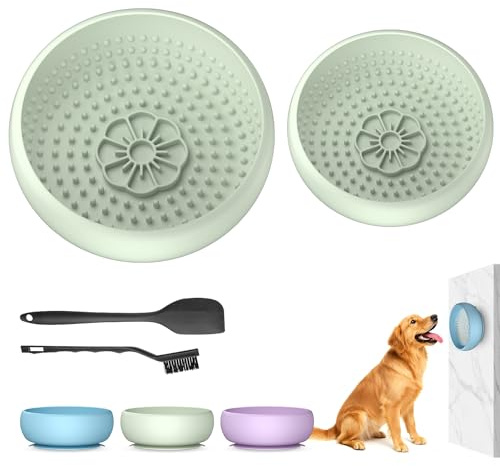 Pawinner 2-in-1 Schlecknapf Hund & Antischlingnapf Hunde Set, Leckmatte | Rutschfesten Saugnäpfen, zur Angstlinderung & Langsame Fütterung, aus Lebensmittelechtem Silikon, Einfrieren, Grün