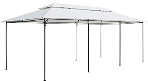 HETFTJN Gartenpavillon 600x298x270 cm Weizer Partyzelt aus Stahlrohr & Polyester 180g/m² wasserabweisender Outdoor Shelter mit UV-Schutz für Grillfeste Hochzeiten Events Garten Terrasse Balkon