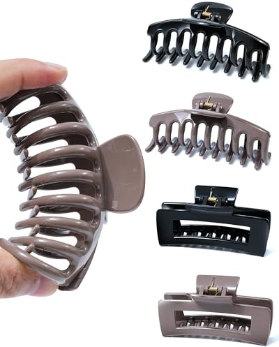 Nymora Cozy Cloud Clip: 4 Stück weiche Silikon-Haarklammern, flexibel & rutschfest, großer Halt für Damen, Squishy Hair Claw Clips(Schwarz braun)