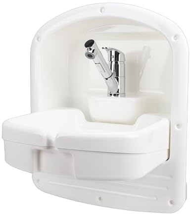 Kikumi Évier Pliant en Acrylique, Lavabo de Salle de Bain Pliable Mural avec Drain de 20 Mm, pour Camping-car, Bateau, Véhicule de Camping, Cuisine Extérieure