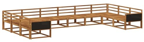 vidaXL Outdoor-Sofagarnitur 10 pcs Natur Massivholz Akazie, Moderner Garten-Sofa, strapazierfähige Lounge, Elegantes Patio-Sofa, Sitzplatz im Garten, Möbel für Poolbereich
