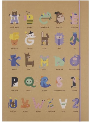folia 69028 - Sammelmappe A3, ABC | Zeichenmappe aus FSC-Mix Papier mit Folienveredelung, Mappe aus stabilem Karton mit Gummiband
