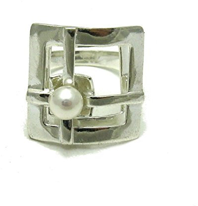 Sterling silber ring mit 6mm Perle 925 Empressjewellery Größe 46-69 R001299