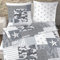Camouflage Bettwäsche · Patchwork Sterne, Retro, Vintage & Camo Dessin · 2 teilig · Kissenbezug 80x80 + Bettbezug 135x200 cm · Made in Germany · grau, anthrazit