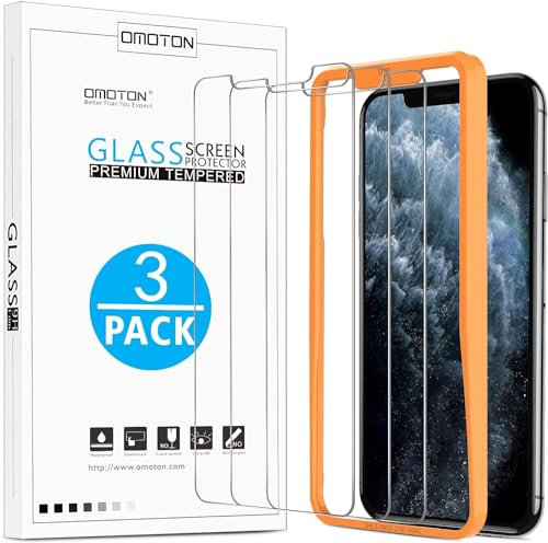 OMOTON Écran en verre trempé de protection pour iPhone 11 Pro Max / iPhone XS Max Pack de 3 Transparent