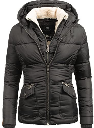 Navahoo Damen Winterjacke Steppjacke Megan Schwarz Gr. XXL