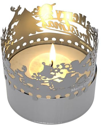 Merry Christmas Schattenspiel - Magisches Kerzenaufsatz mit Silhouette für stimmungsvolles Weihnachtsambiente - Ideal zum Verschenken!