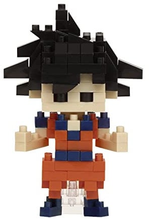 NANOBLOCKS Bandai - Nanoblock - Son Goku - Dragon Ball Z - Mini-Bausteinfigur - Konstruktionsspiel - Bausatz für Manga-Pixel-Figur - NBDB001