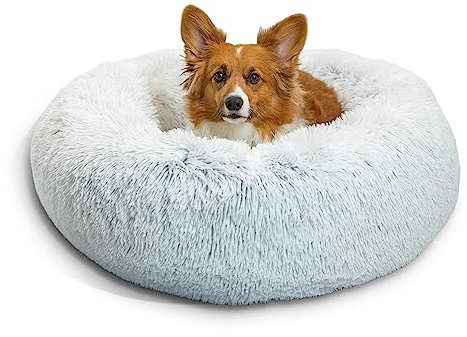 Best Friends by Sheri The Original Calming Donut - Beruhigendes Haustierbett - maschinenwaschbarer Reißverschluss-Bezug - Frostgrau - 76 x 76 cm - M