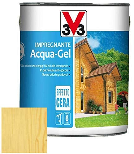 Impregnante Protettivo Completo Legno Acqua-Gel Antigoccia V33 - Varie Colorazioni (5 Lt, Incolore)