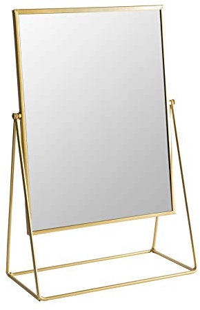 Harbour Housewares Dressing Table Vanity Mirror - Free Standing Tabletop Makeup Cosmetic Mirror - 32cm - Gold