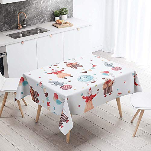 Chickw1 Rechteckig Tischdecke Abwaschbar, Nordischer Wasserdicht Polyester Fleckschutz Ölfest Abwaschbar Pflegeleicht Mehrzweck Gartentischdecke 3D-Cartoon-Muster (Clown,60x60cm)