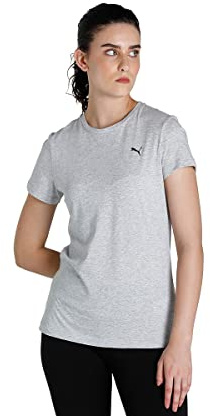 Puma Damen T-Shirt ESS Logo Tee, Light Gray Heather, S, 586776