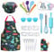 Anpro Children's Cooking Baking Set Role-Plays for Kid Aged +6, Blue Dinosaur Theme Chef Hat Gloves Apron, Cookie Mold Set,Toys for Boys and Girls…