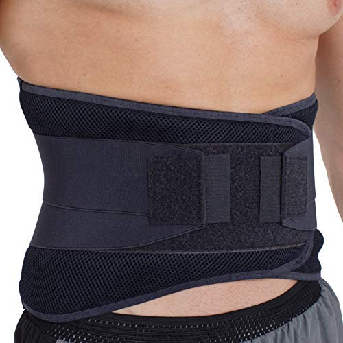 NEOtech Care - Rückenbandage für die Lendenwirbelsäule - verstellbare Kompression - atmungsaktiv - für Haltung, Gewichtheben (Kohlefarbe, XL)