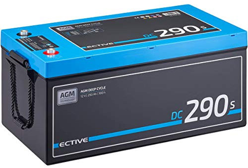 ECTIVE - AGM DC290S 12V 290Ah - Deep Cycle Versorgungsbatterie mit LCD-Anzeige wartungsfrei - VRLA Aufbaubatterie für Boote, Van, Wohnmobil, Camper