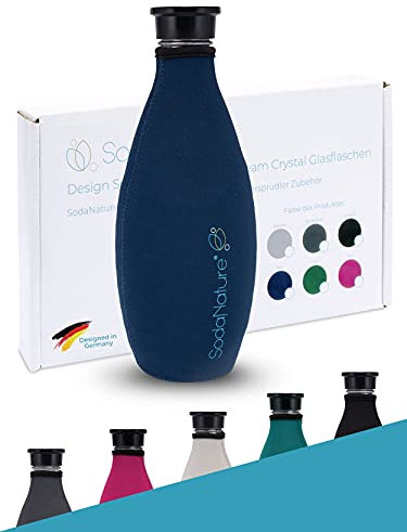 SodaNature® | Premium Schutzhülle für SodaStream Crystal Glasflaschen | 24H+ Kühleffekt & Bruchschutz durch hochwertiges Neopren-Material | Praktisches Zubehör in edler Geschenkbox (Royalblau)
