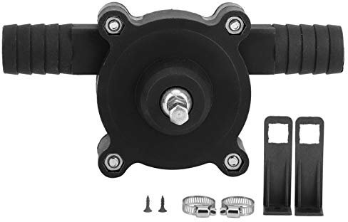 Zerodis Compact Modern Black Self-Priming Water Transfer Pump, Hand Crank Electric Drill Pumps with Metal Connectors for Aquariums Fish Tank Maker Pump, Pond 7.8oz