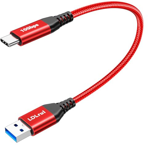 USB-C Cable 10Gbps Data Transfer & 3.1A Fast Charging 1ft/30cm, High Speed USB 3.2 Gen 2 to Type C Cable for iPhone 15/15 Pro, Samsung Glaxy S23/S22, Hard Drive, Camera, Phone to Laptop Cable - Red