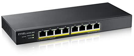 Zyxel 8-Port GbE PoE Smart Hybrid Mode Switch | Standalone or Nebula Cloud | 60 Watt 802.3at | Desktop | Fanless [GS1915-8EP]