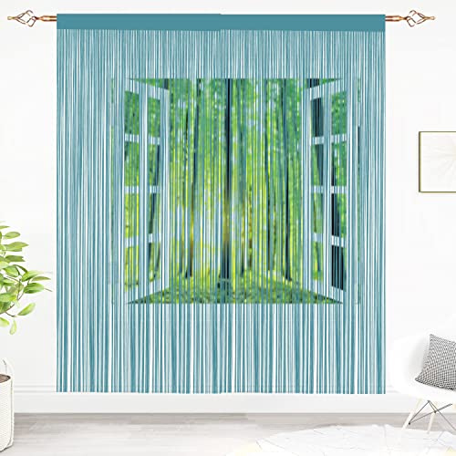 Taiyuhomes Fly Screens For doors String Door Curtains Blue 90x200cm 2PC | Fly Screens For Doors,Keep Light,Breathable,Simple Hang,Trimmable Height,Divider Space,Decoration For Window Dedroom