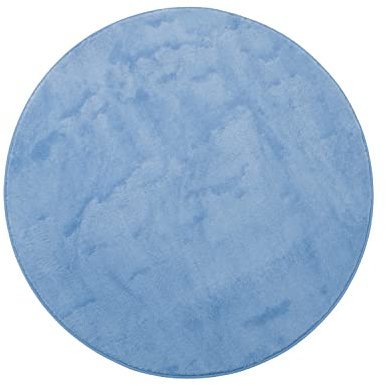 Gözze - Premium Rutschfester Runder Badezimmerteppich, RIO, 100% Microfaser, Ø 110 cm - Blau