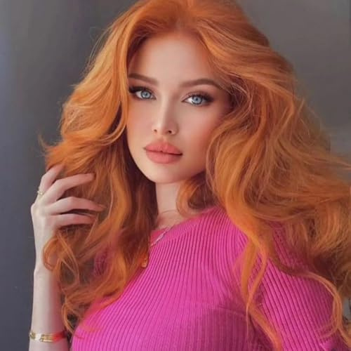 AFBeauty Orange Perücke für Frauen Synthetisch Ingwer Orange Lace Front Perücke Perücke Hitzebeständig Faser Kleberlos Perücken Täglich Tragen