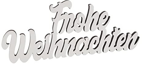 Melis Deko-Schriftzug Frohe Weihnachten – Weihnachten Weihnachts-deko aus Holz in weiß – 20cm
