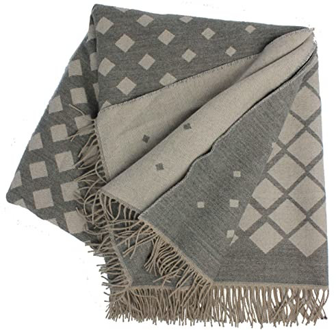 Rotfuchs Decke Wolldecke Kuscheldecke Plaid Wohndecke Jacquard grau 100% Wolle (Merino)