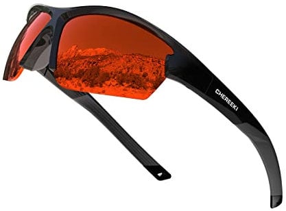 CHEREEKI Polarised Sports Sunglasses Mens Running Fishing Cycling Glasses for Men Women with UV400 Protection and Lightweight Durable TR90 Frame, Orange