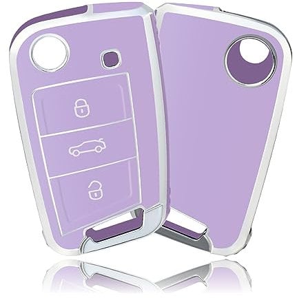 OFFCURVE Autoschlüssel Hülle Schlüsselhülle, Schlüsseltasche Autoschlüssel Schutzhülle TPU Schlüsselgehäuse 3 Tasten für VW Volkswagen Golf 7 Variant Polo Tiguan Seat Leon Cupra Skoda Octavia Superb