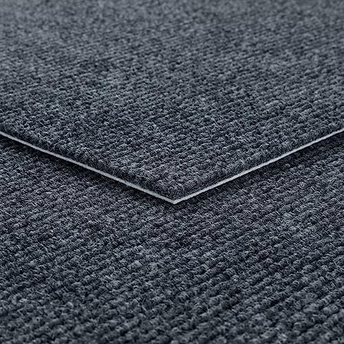 Livelynine Teppichfliesen Selbstklebend Grau 16 Teppichfliesen Waschbarer Teppich Wohnzimmer Schlafzimmer Flur Treppenstufen Antirutsch Teppichboden Selbstklebend 30x30CM für Haus Büro Gewerbe