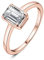 JewelryPalace Klassisch Smaragdschliff 1ct Zirkonia Solitär Promise Ring Damen, Schmuck Set, Verlobungsring Damenring Silber 925 mit Stein Frauen, Simulierte Diamant Jubiläum Eheringe Rosegold 57