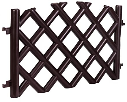 Outdoor Garden Fence Panels for Vegetable Gardening, Lawn Landscaping, and Animal Barrier Borders, 11.5 ft Brown Terra Heavy-Duty Plastic with In-Ground Stakes, Weather Resistant