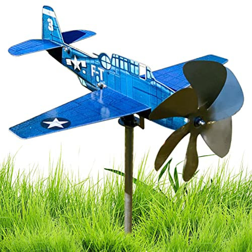 Flugzeug-Wetterfahne, Windspiel-Flugzeug, Flugzeug-Wetterfahne aus Metall, kinetische Skulptur-Windspiel für Hof und Garten, Wetterfahne für den Hausgarten
