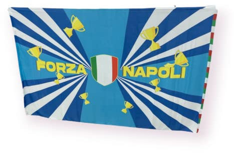 Generico Flagge-Set, Schal Neapel, 2 blaue Pfeifen Tifoso Partenopeo Scudetto 2023 Fußball Serie A. Flagge 150 x 100 cm