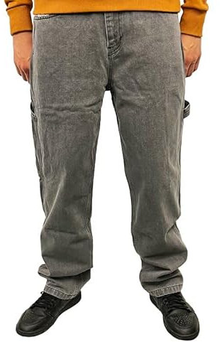 Karl Kani Herren Jeans Retro Baggy Workwear Denim Light Grey (L)
