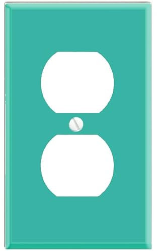 Cyan/Turquoise Duplex Electrical Outlet Round Plate Face Cover Wallplate