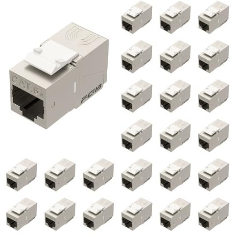 FGB 10Gbps RJ45 Kupplung CAT 6A Keystone Modul-Geschirmt- 25 Stück RJ45 Buchse- Werkzeugfreie Montage
