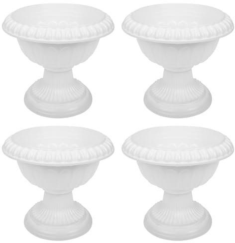 Gadpiparty 4pcs Roman Flower Pot Pedestal Planter Small Indoor Plants Urn Planter for Outdoors Indoor Plant Compost Flowerpot Storage Succulent Flower Pot Urn Pot Pillar Vintage Plastic White