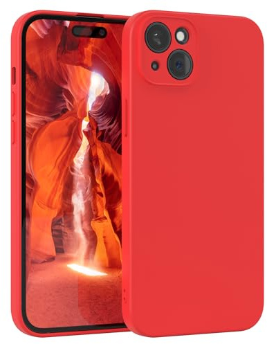 EAZY CASE - Silikonhülle für iPhone 15 Plus Hülle Silikon Case Rot weich stoßfeste Handyhülle Schutzhülle mit Kameraschutz Dünn Premium Schutz Cover TPU Phone Bumper in Mattrot
