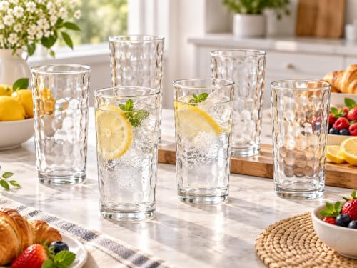 Sterling Ventures Brightness Bibita Highball Tumbler Water Juice Cocktail Drinking Tableware Clasic Modern Tumbler Barware Glassware Home Office Parties Elite Collection Clear 250ml Pack of 6