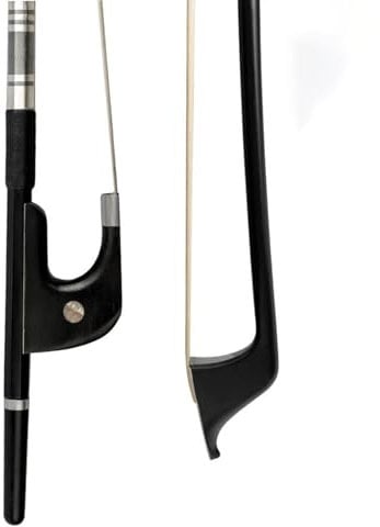 Geigenbogen voller Größe Deutscher Kontrabassbogen, Größe 1/8, Glatter Kohlefaserstab, Hochwertige Polierte Ebenholzeinlage, Schnelle Reaktion