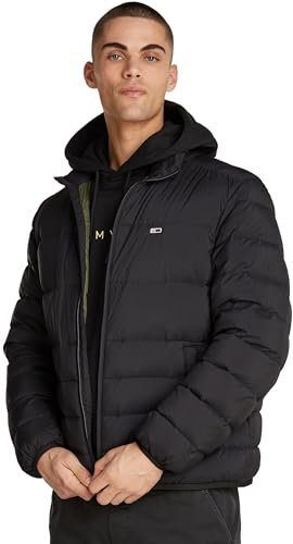 Tommy Jeans Herren Steppjacke Packable Down Jacket mit Reißverschluss, Schwarz (Black), L