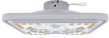 YESTAIM Ventilatore da soffitto quadrato con ventilatore da soffitto illuminato, dimmerabile continuo e ventilatore a 6 velocità, telecomando e controllo dell'applicazione, per salotti, uffici.
